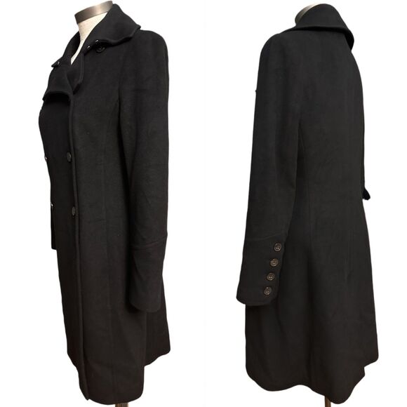 Theory Luxury Black Wool Angora Cashmere Double Breasted Coat S USA Early Y2K - Picture 3 of 11